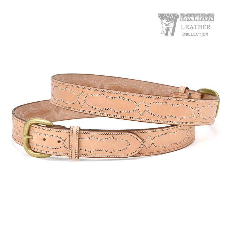 【FUNNY堅苦しさバス発着場】 ウエスタンなめし革 1-1/2 ぬい目胴締め タン STITCH BELT TAN 牛皮  本革 胴締め バックル 貨物輸送無料 ファニー FUNNY WESTERN LEATHER メンズベルト-ベルト・サスペンダー-バッグ・小物・ブランド雑貨