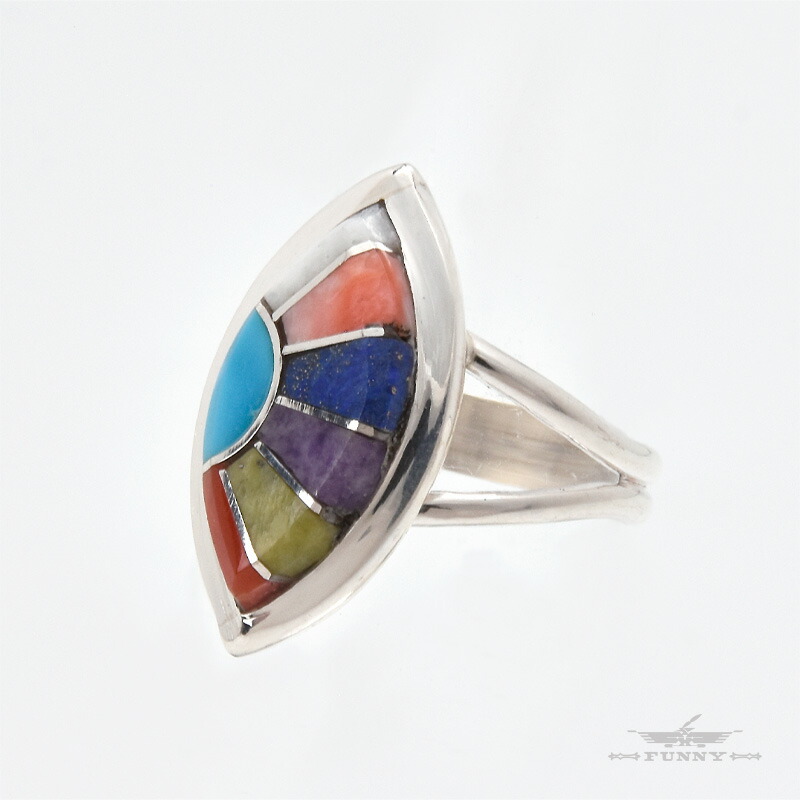 からか インディアン マルチストーン ニードルポイント リング リングクラスター、ニードルのJanice Paloma コーラル ニードル