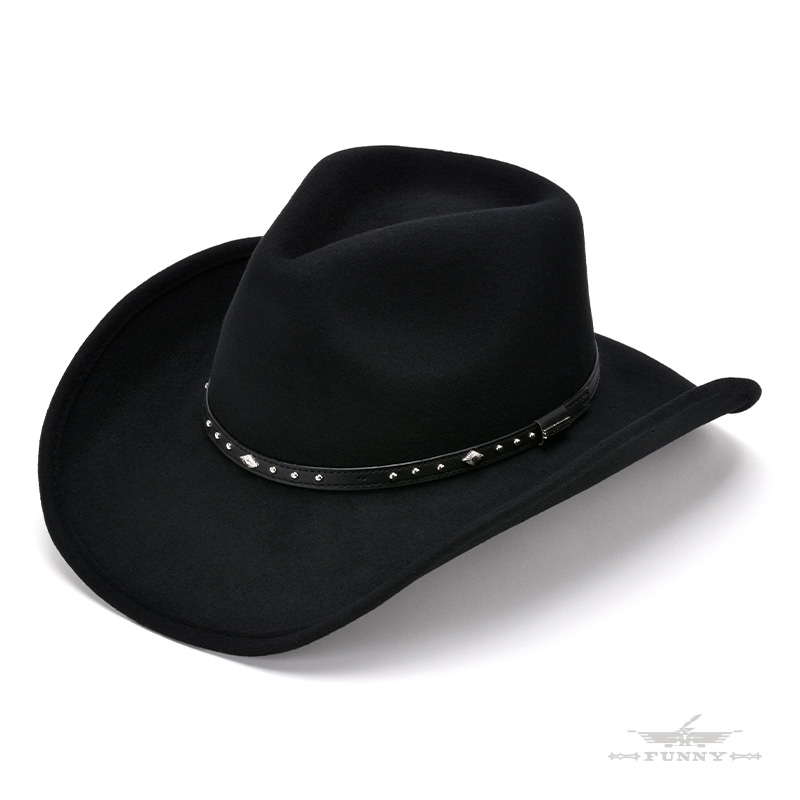 STETSON 飾り羽付き ウールフェルトハット センターデント 撥水