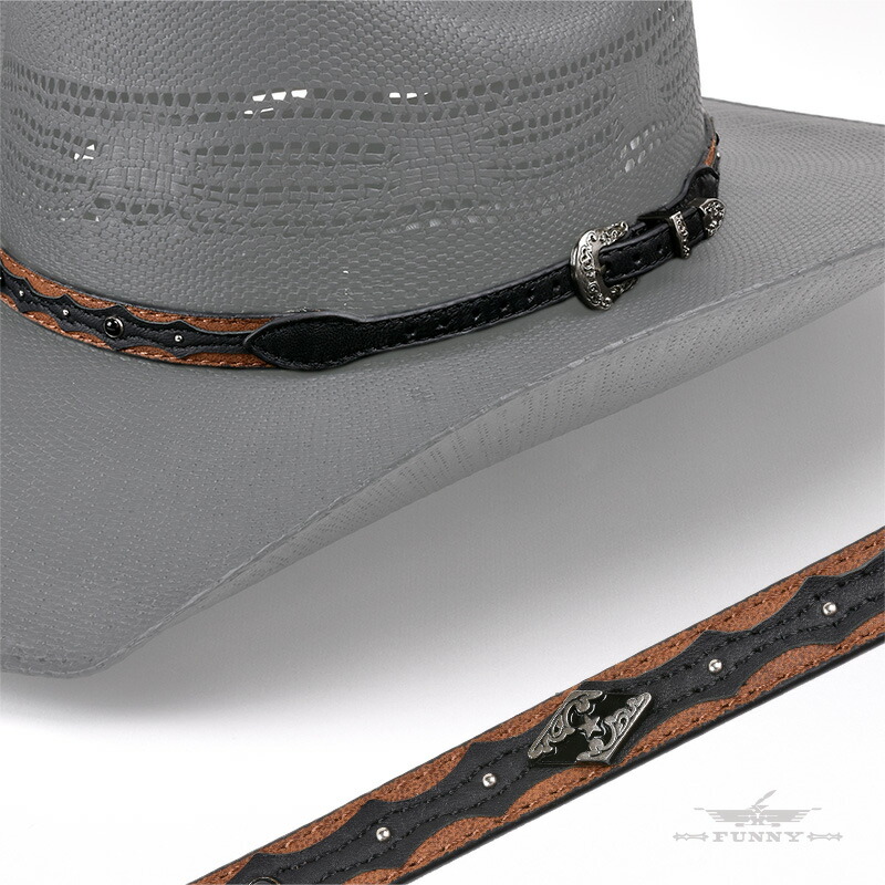 【FUNNY公式ストア】 M&Fウエスタン コンチョ付き ツートンレザー ハットバンド 【3/8 Genuine Leather Two Tone Hatband／#02508107】ハットバンド アパレル小物 雑貨 ファッション メンズ レディース ウエスタン 本革 FUNNY ファニー