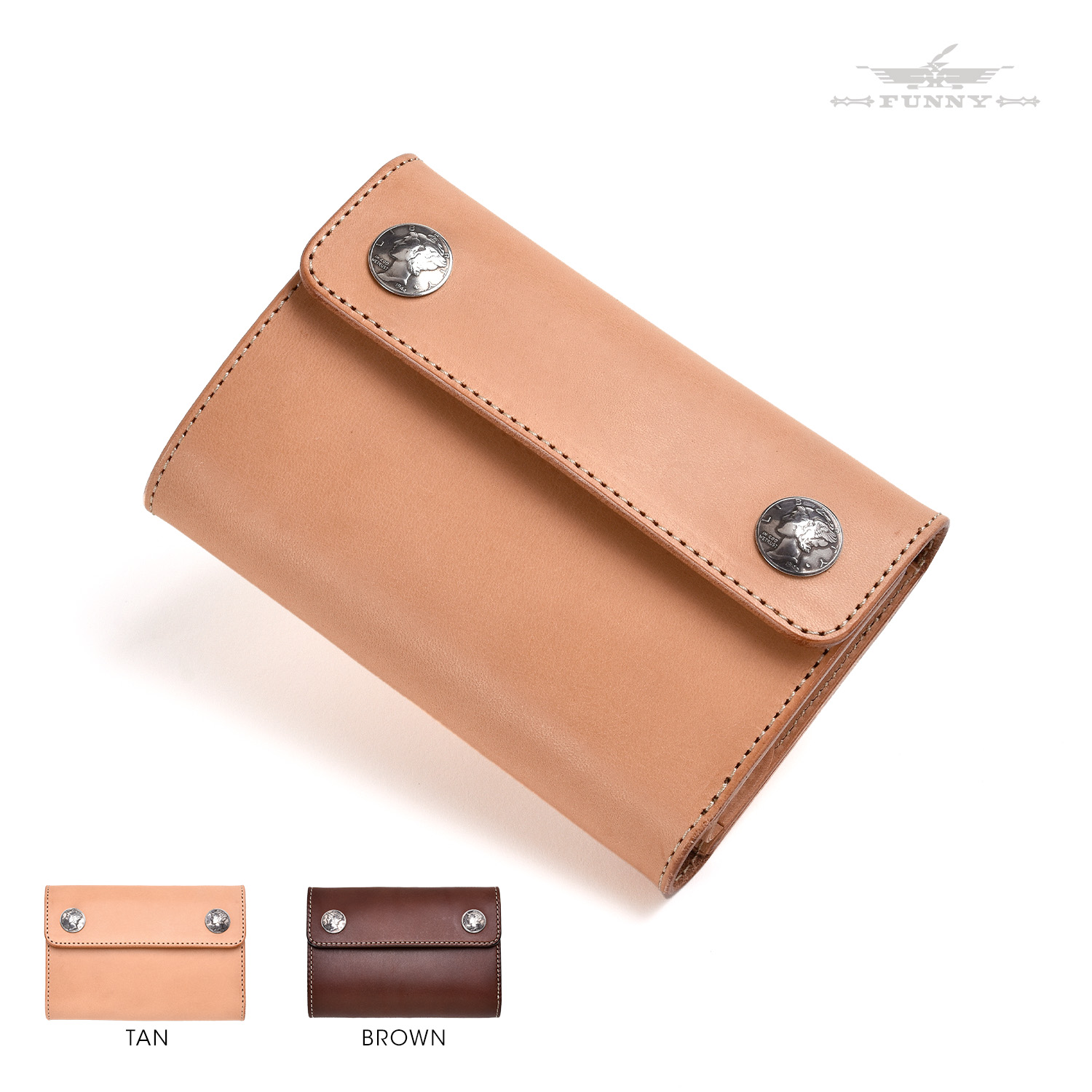 美品　ファニー　長財布　レザー　トライフォードウォレット　ロゴ　ブラウン　本革 楽天市場】【FUNNY公式ストア】 ファニー トライフォード