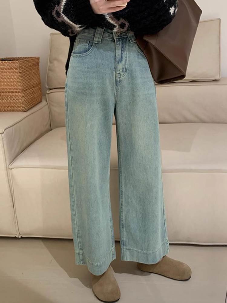 【FunnyBunny】 レディース パンツ ワイドパンツ デニムパンツ クロップド丈 ブーツカット ラブリー キュート ブルーデニム かっこいい おしゃれ ナチュラル ストリート ボーイッシュ 大人可愛い かわいい カジュアル ガーリー 無地 デニム