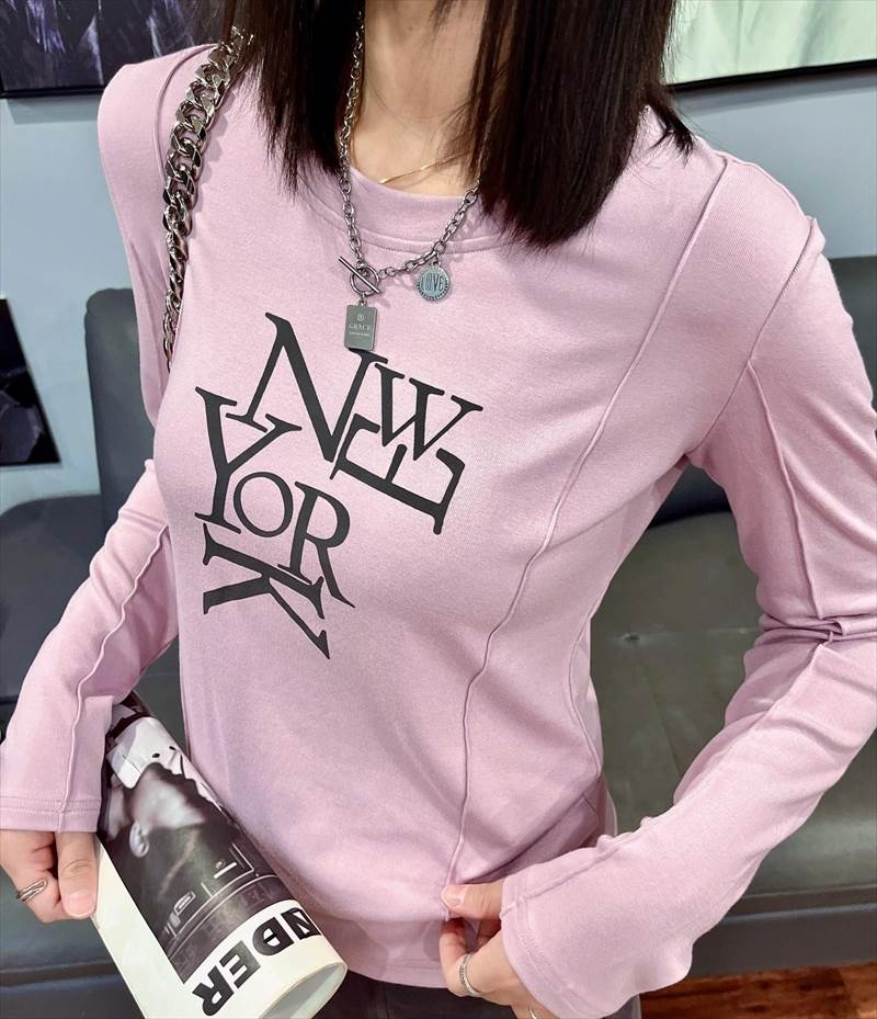 【FunnyBunny】 レディース トップス カットソー 長袖 ラウンドネック ストリート 10代 キュート ワイルド シンプル ボーイッシュ レトロ ロゴ かわいい 30代 20代 ガーリー おしゃれ カジュアル かっこいい ラブリー オールシーズン 大人可愛い