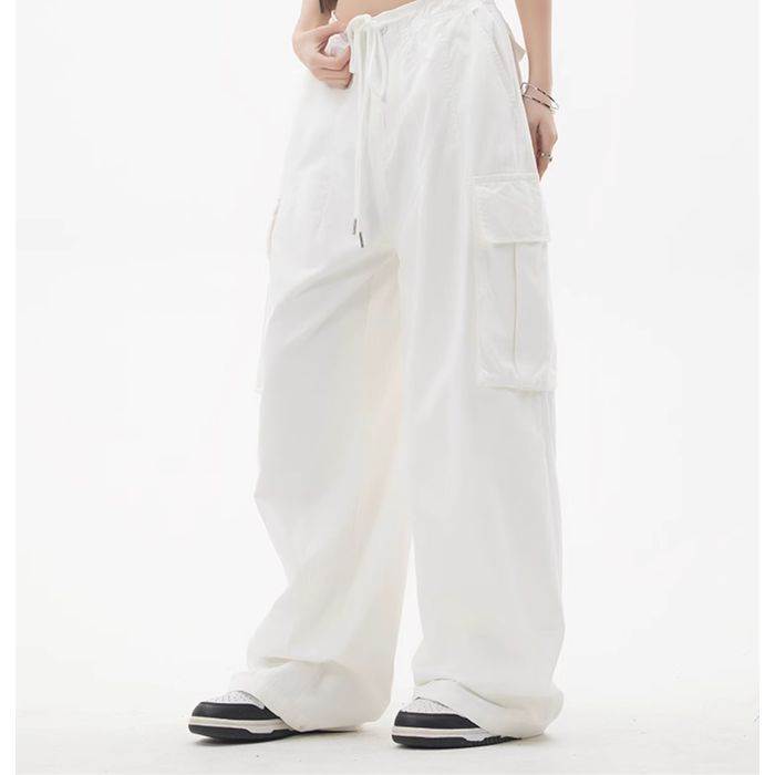 【FunnyBunny】 レディース パンツ ボトムス ジーンズ カーゴパンツ フルレングス ベーシック ボーイッシュ クール ドロスト ラフ かっこいい カレッジ風 ストリート ナチュラル メンズライク カジュアル シンプル おしゃれ マニッシュ 学生風 ポケット