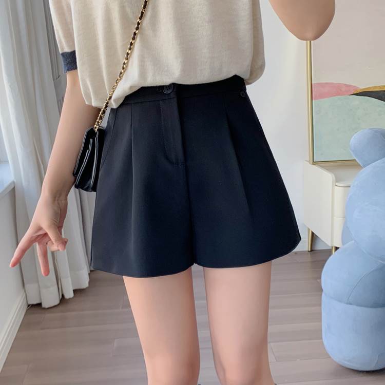 【FunnyBunny】 レディース パンツ ボトムス ショートパンツ ショート ワイド こなれ感 シンプル カジュアル フェミニン かわいい 薄手 上品 Aライン ガーリー ラフ 大人可愛い ハイウエスト ポケット ウエストゴム きれいめ おしゃれ 裾ワイド