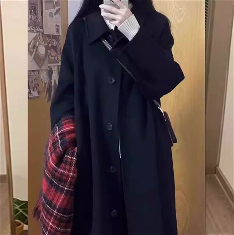 【FunnyBunny】 レディース コート 前ボタン 襟付 ジャケット ロング 学校 10代 クラシカル 無地 長袖 シンプル きれいめ 通学 秋 ミディアム 30代 20代 カジュアル 40代 かわいい Vネック 大人可愛い レトロ 冬 学生 シングルプレスト
