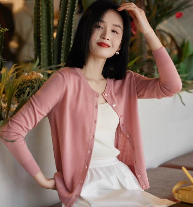 【FunnyBunny】 レディース トップス ニット セーター カーディガン アウター 無地 きれいめ シンプル 長袖 前開き ストレート おしゃれ 上着 秋 春 ボタン オールシーズン ラウンドネック Uネック 襟なし ニット ナチュラル 授業参観 ウール