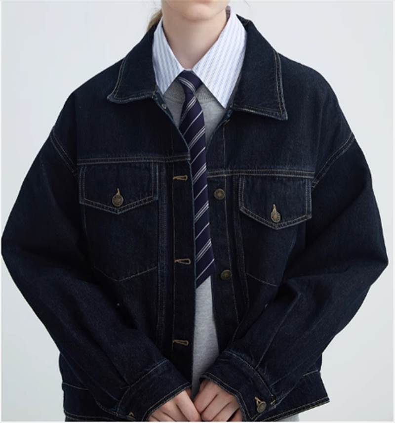 【FunnyBunny】 レディース トップス ジャケット 長袖 ワイド ボタン 学生 秋 主役級 存在感 大人可愛い マニッシュ メンズライク 無地 ポケット 20代 10代 個性的 30代 おしゃれ カジュアル かっこいい クール 春 40代 デニムジャケット|Funny Bunny
