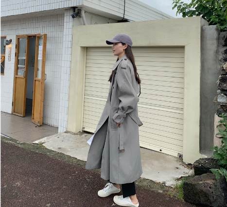 【FunnyBunny】 アウター トレンチコート 通勤 前開き 秋 お洒落 ミモレ丈 お出かけ 長袖 ベルト Aライン 学生 シンプル デート 20代 女性用 レディース 通学 30代 大人可愛い おしゃれ 無地 襟付き|Funny Bunny