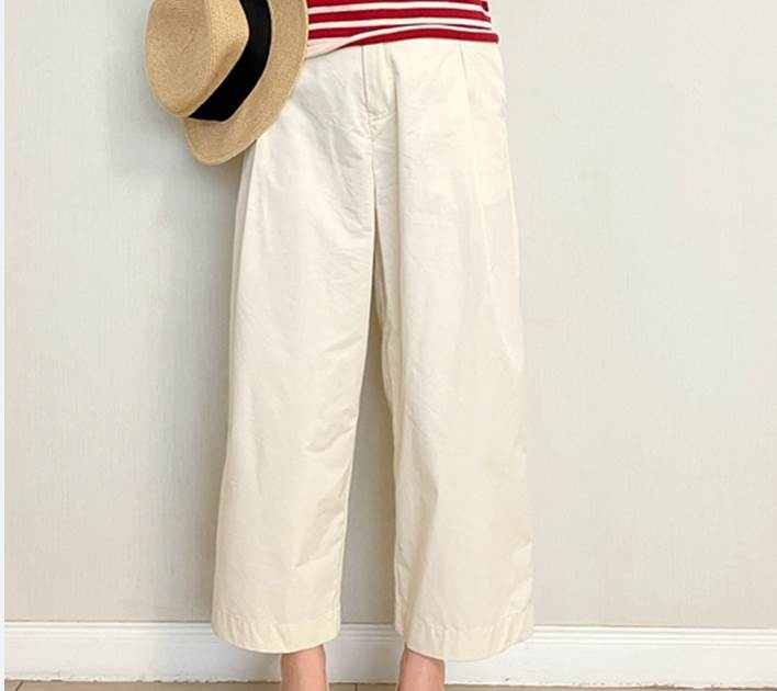 【FunnyBunny】 ボトムス パンツ 女性用 ファスナー 春 おしゃれ ワイドパンツ 通勤 9分丈 ワイド ストレート オフィス ハイウエスト OL 20代 レディース 40代 ビジネス 30代 ポケット カジュアル 無地 アンクル丈