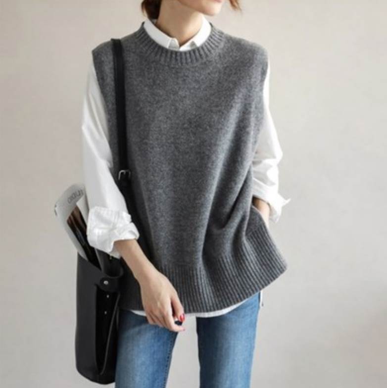 【FunnyBunny】 トップス デート 主役級 かわいい 大人女子 上品 カットソー 冬 セーター ノースリーブ 袖なし 存在感 きれいめ 秋 ガーリー クール 個性的 春 ルーズ 大人可愛い 大人 レトロ ベスト