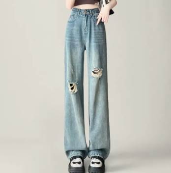 【FunnyBunny】 ボトムス パンツ モード系 細身 かっこいい 薄手 Gパン ワイドパンツ フレア ロング丈 存在感 ファスナー 春 ボーイッシュ クール 個性的 無地 ルーズ ハイウェスト デニム お洒落 ロング マニッシュ