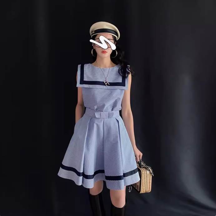レディース スカート トップス セットアップ ミニ ショート 膝上 半袖 セーター フェミニン かわいい おしゃれ 個性的 エレガント 主役級 存在感 春 夏 パーティー イベント S M L XL ネイビー｜Funny Bunny