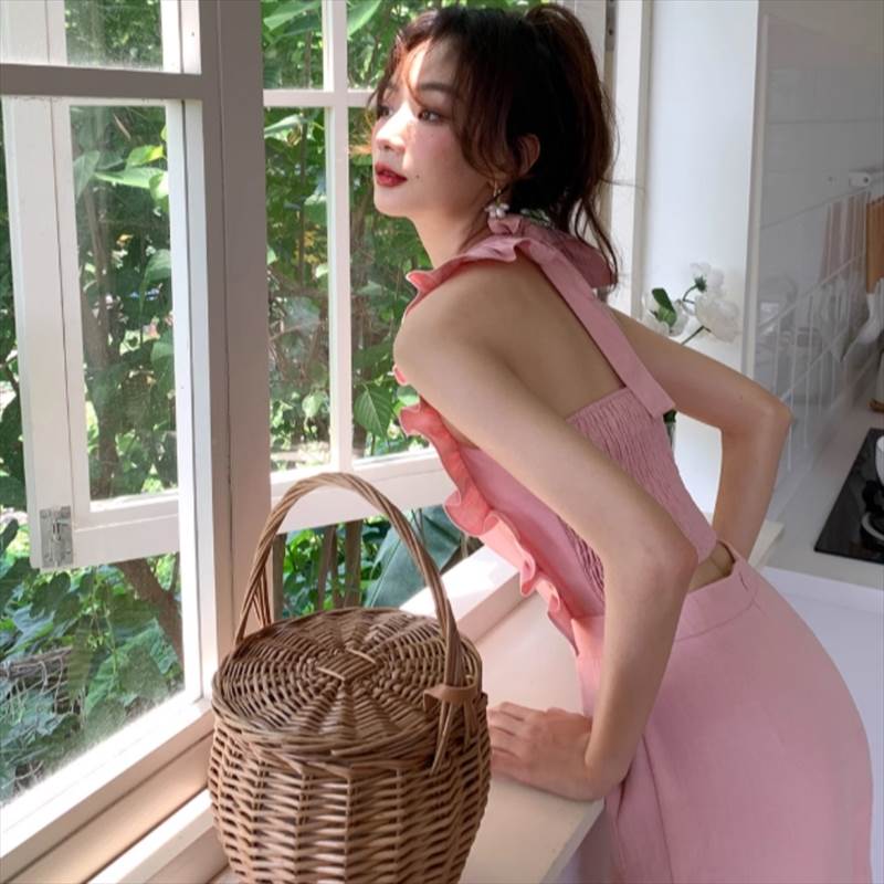 オーバーオール サロペット レディース ワイド ロング丈 袖なし フリル ノースリーブ ストレート Iライン ポケット ボタン 大人可愛い カジュアル おしゃれ ラフ マニッシュ ガーリー 主役級 存在感 学生風 アクティブ ナチュラル