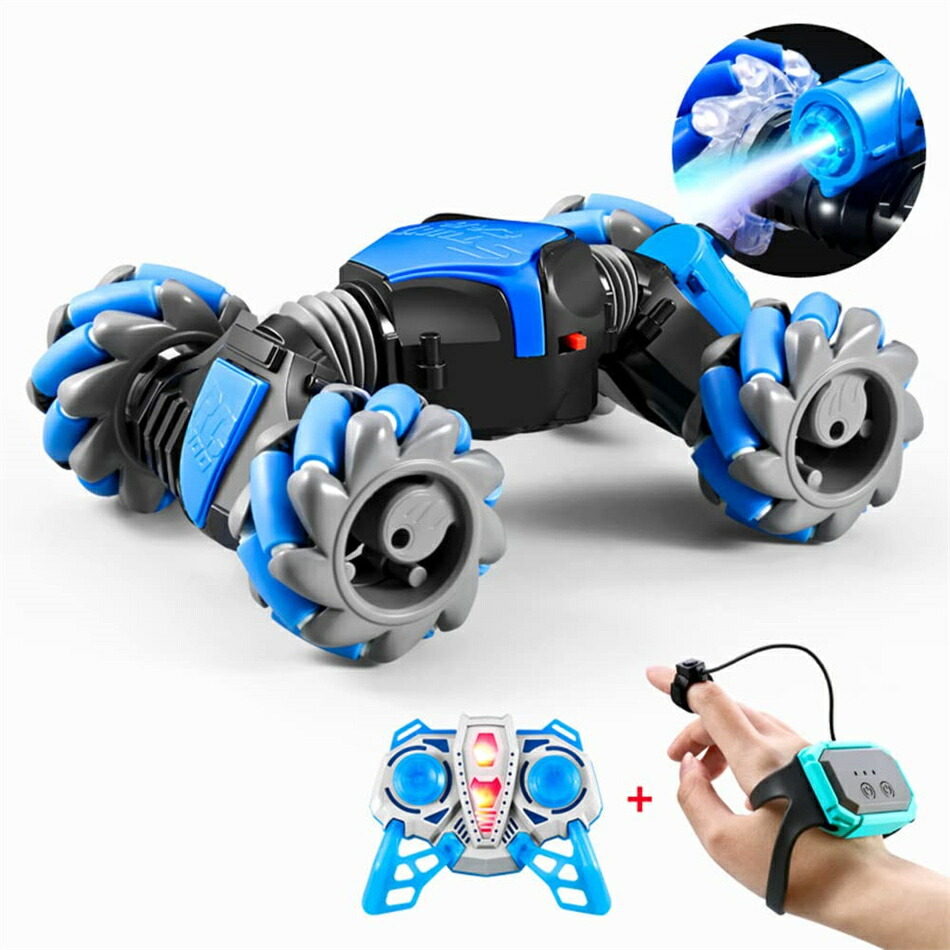 ラジコンカー 変形ハンドジェスチャー LED 360°ドリフト 両面走行 四輪駆動 オフロード車 RCスタントカー バッテリー2個付き 男の子 おもちゃ 車 誕生日 プレゼント 贈り物 ギフト クリスマス 新年