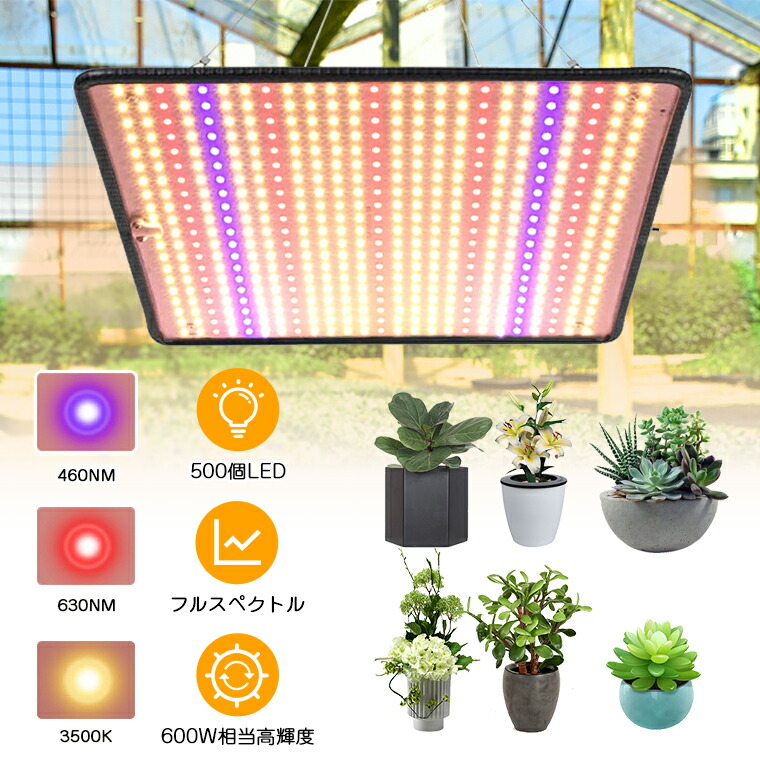 楽天市場】＼3480→3180／植物育成ライト LED パネル 500個LED 屋内 屋外用 フルスペクトル 観葉植物 多肉植物 植物育成ライト  LED 育成ライト 植物ライト 600W相当 ソーラー led 植物育成ライト 水耕栽培ライト 省エネ 長寿命 水草栽培 野菜工場 室内園芸 :  Funtto Life ...