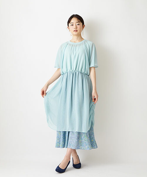 着物のような衿の仕立てがふりふらしい シンプルなワンピース Sale60 おうちコーデ タロットマーブル サイドギャザーワンピースふりふオリジナル 和柄 レトロ ワンピース ゆったりシルエット 大人女子 フレア レディース 幾何学柄 春夏 カジュアル 大人女子 和風