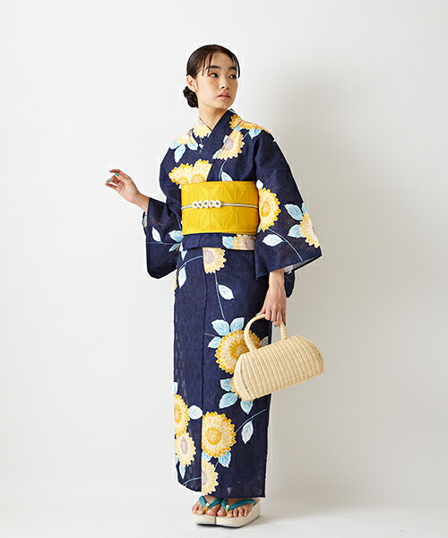 浴衣 単品 縞向日葵 ふりふセレクト 日本製 ゆかた 綿100 コットン 向日葵 ひまわり ヒマワリ 紺 総柄 古典柄 夏 レトロ モダン ポップ かわいい お洒落 華やか 涼しげ レトロ浴衣 ギフト プレゼント 実用的 Monitor Systems Com