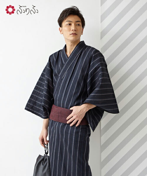 日本正規品抜群 紺 男性ゆかた メンズ浴衣 単品 清涼感 男性ゆかた メンズ浴衣 黒青グレー幅縞 ふりふセレクト 縞柄 綿麻混 足袋 帯 ｍサイズ 花火大会 ｌサイズ 夏 夏祭り レトロ浴衣 レトロモダン 浴衣 メンズ 単品 ふりふ ふりふ 店縞柄がさりげないおしゃれ