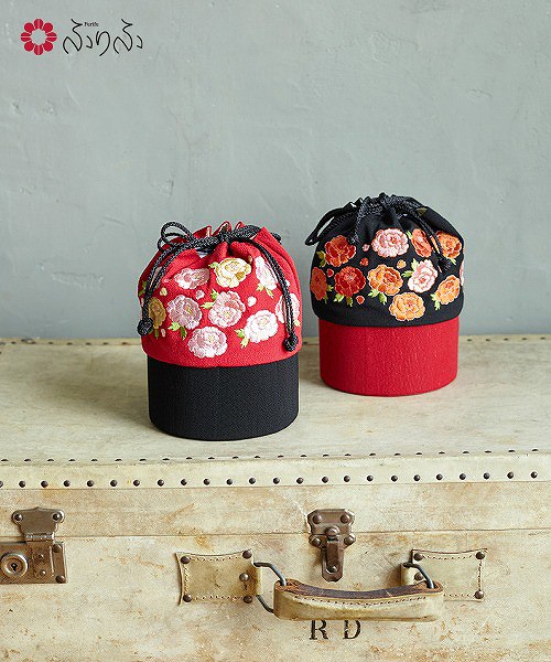 和装用バッグ 波模様 花柄刺繍 楽天市場】【セール60%オフ】椿 刺繍 バッグ公式 ふりふ 和柄