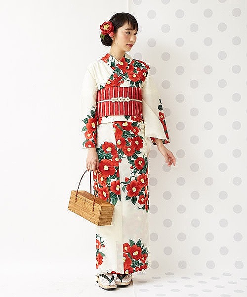 楽天市場 浴衣 Garden Camellia 浴衣 単品 ふりふオリジナル 日本製 ゆかた レディース 女性 総柄 和柄 和風 花柄 椿 レトロ モダン かわいい きれい お洒落 華やか シンプル 大人 しっとり 大正ロマン ふりふ 代 30代 40代 大人 粋 ふりふ 楽天市場店
