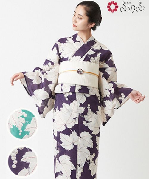 楽天市場】公式 ふりふ 単品 浴衣「金魚に秋海棠」ふりふ×紫織庵浴衣 
