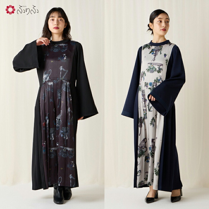 楽天市場】着物風椿うさぎ刺繍ドレス公式 ふりふ 和洋服 和柄