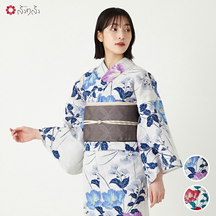 浴衣 注染 濃紺×パープル×白 単品YJ 浴衣 注染 濃紺×パープル×白 単品YJ 浴衣 注染 濃紺×パープル