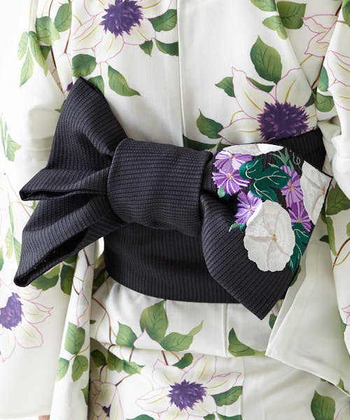 浴衣帯 半巾帯 花丸朝顔 撫松庵 ふりふセレクト 浴衣 浴衣帯 半幅帯 半巾 日本製 国産 朝顔 アサガオ 刺繍 レトロ モダン かわいい 大人女子 お洒落 小粋 和服 和装 花火大会 夏祭り ギフト プレゼント 実用的 Iconnect Zm