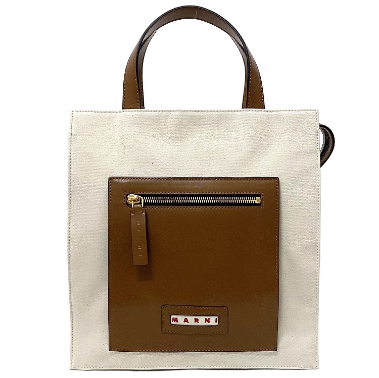 トップシークレット MARNI / マルニ レザー ハンドバッグ 茶色 美品