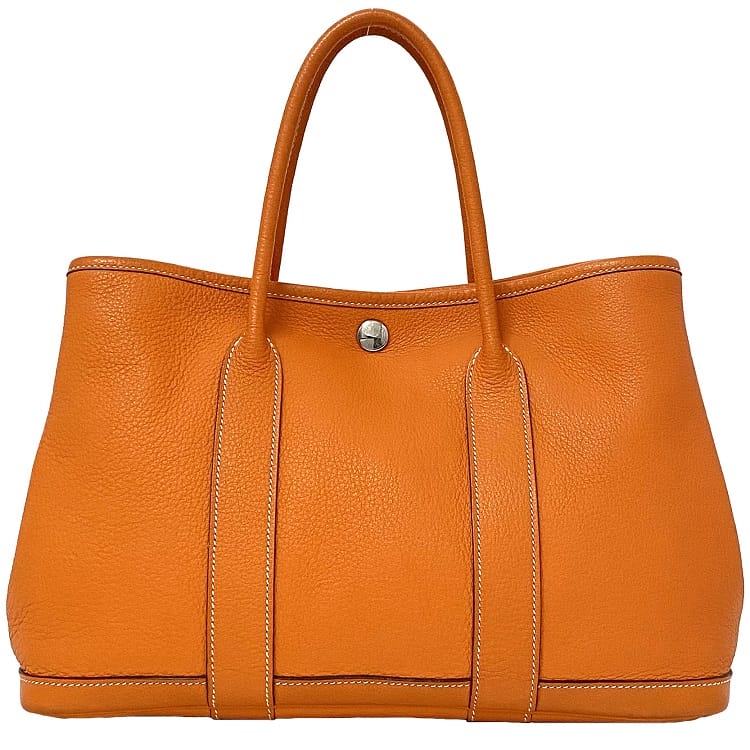 【送料無料】 エルメス ガーデンパーティ TPM オレンジ 美品 トートバッグ レザー ネゴンダ 中古 □Ｍ刻印 HERMES ハンドバッグ トート 定番 人気 レディース 女性 シンプル 無地 ホック お洒落 高級感 上品 カジュアル 革 本革 バッグ 鞄 ブランド 本物 鑑定済み