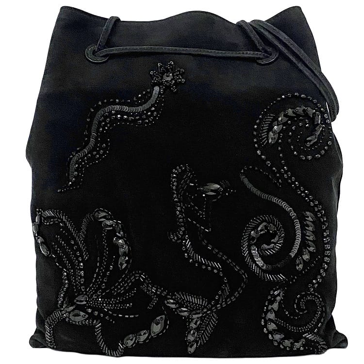 プラダ ハンドバッグ ブラック NERO CAMOSCIO RICAMO 1BC037 美品 ビジュー スエード ビーズ 中古 PRADA 巾着 ショルダー トート 肩掛け ヴィンテージ レア クリスタル スタッズ 黒 人気 人魚 マーメイド お洒落 高級感 上品 エレガント ブランド 本物 鑑定済み 楽天市場】【送料無料】 プラダ ハンドバッグ ブラック NERO CAMOSCIO