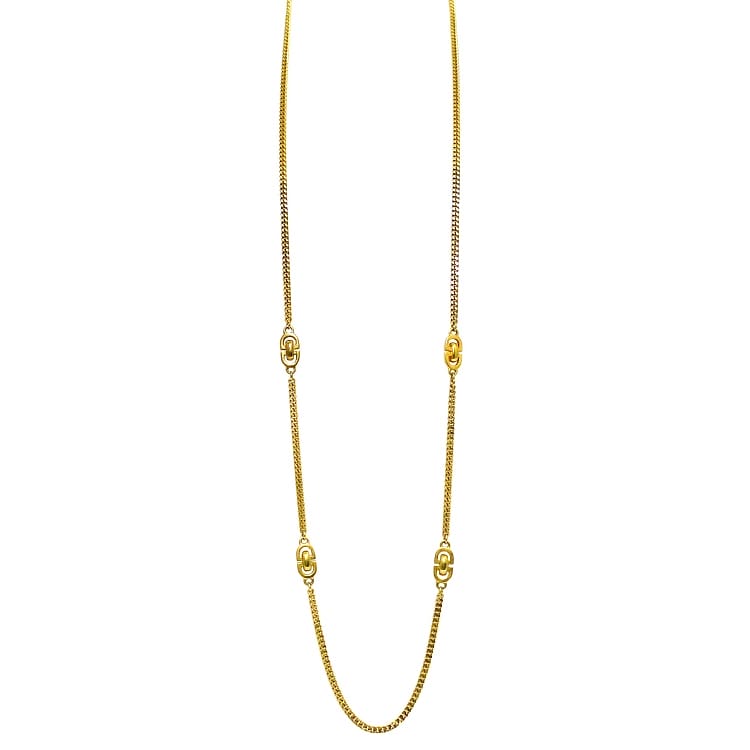 【送料無料】 クリスチャン ディオール ロング ネックレス ゴールド 美品 ヴィンテージ GP 中古 Christian Dior CD ジュエリー アクセサリー 長め 金色 ロゴ 定番 人気 女性 レディース 宝飾 シンプル お洒落 小物 ブランド小物 エレガント 高級感 ブランド 本物 鑑定済み