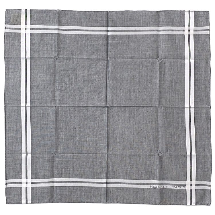 未使用 HERMES エルメス ハンカチ 2枚セット コットン グレー ホワイト 806500013227000-5_d0727775-