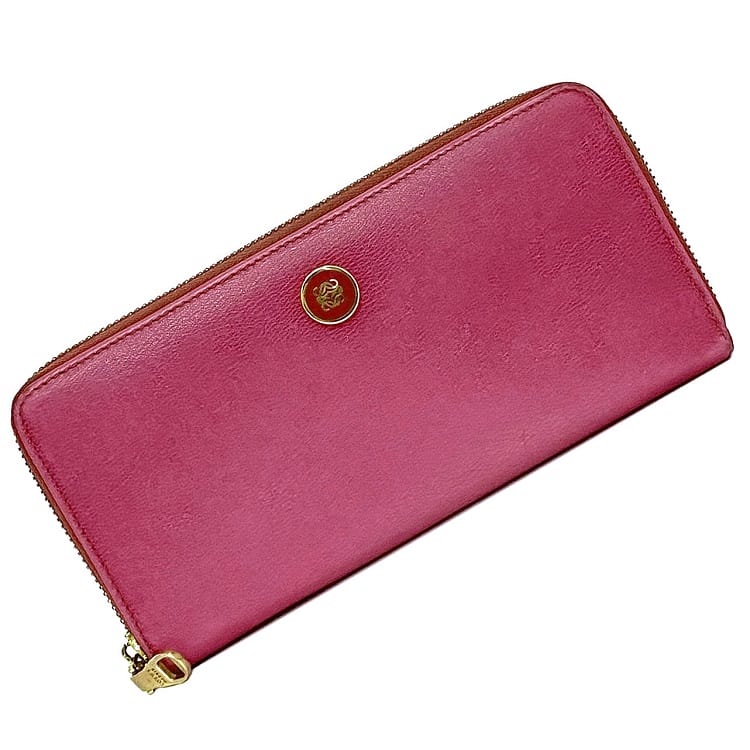 【美品】ロエベ 長財布 ラウンドファスナー アナグラム カデナ 南京錠型 美品】ロエベ 長財布 ラウンドファスナー アナグラム カデナ