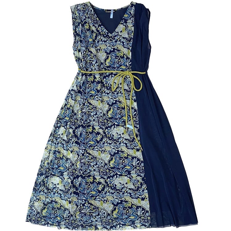 【美品】シルク100%　VIVIANE TAM　ヴィヴィアンタム　ワンピース　花 VIVIENNE TAM/ヴィヴィアンタム】 016-240102 花柄 五分袖 裏地