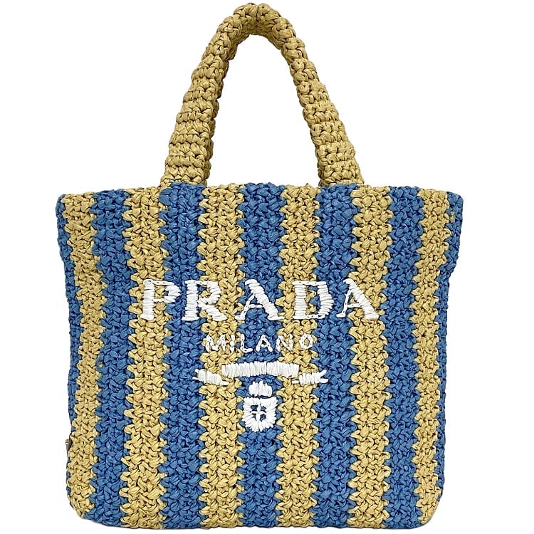 【正規品レシート有】PRADA（プラダ）ラフィア製カゴトートバッグ　スモール PRADA - ☆新品☆PRADA プラダ☆ラフィア トートバッグ 黒 カゴ