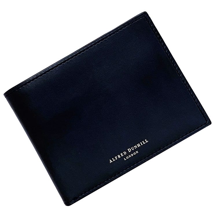 【送料無料】 ダンヒル 二つ折り 財布 ネイビー 18F2320DK059R  美品 レザー 中古 ALFRED DUNHILL シンプル 本革 折り財布 コンパクト ヴィンテージ 男性 メンズ 紺色 革 お洒落 ワンポイント 小さい ミニ エレガント ウォレット 定番 人気 高級感 ブランド 本物 鑑定済み