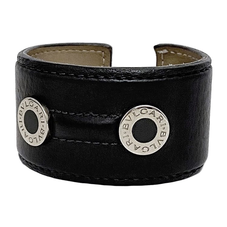 【送料無料】 ブルガリ バングル ec-21047 ブラック ブルガリブルガリ 美品 レザー 中古 BVLGARI アクセサリー ロゴ コイル 定番 人気 女性 レディース 革 黒 シンプル お洒落 カジュアル 太め ブランドアクセ 小物 エレガント ファッション 高級感 ブランド 本物 鑑定済み
