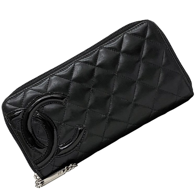 【美品】CHANEL シャネル カンボンライン 長財布 黒 白 二つ折り財布 本物 CHANELシャネル マトラッセ カンボンライン 二つ折り長財布