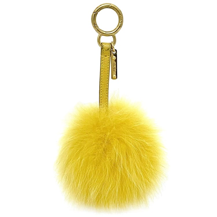 【送料無料】 フェンディ キーホルダー ec-21958 イエロー 7AR259 美品 フォックス レザー 中古 FENDI チャーム PONPON FOX バッグチャーム ポンポン ファー 黄色 小物 革 フワフワ レディース メンズ 箱付き ブランド小物 エレガント 高級感 上品 ブランド 本物 鑑定済み