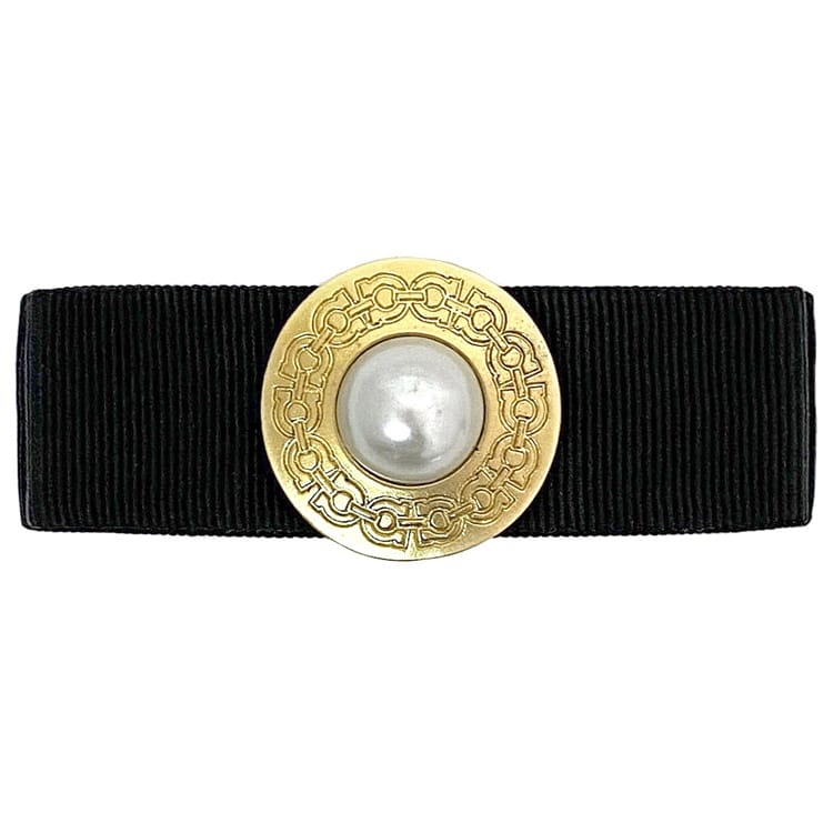 Salvatore Ferragamo フェラガモ バレッタ 濃紺×ゴールド金具 Salvatore Ferragamo フェラガモ バレッタ 濃紺×ゴールド金具