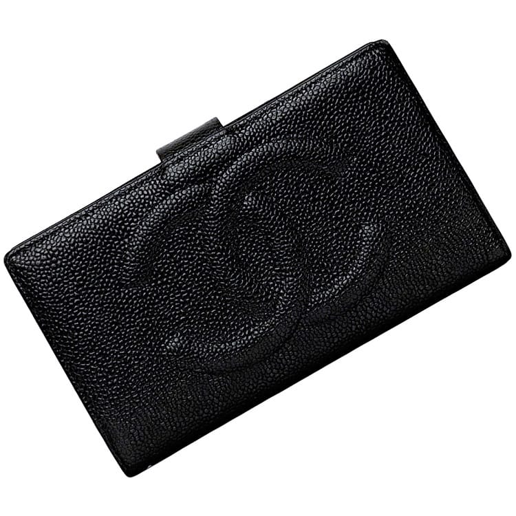 今週特別値下げ美品　CHANEL シャネル　二つ折り　長財布　がま口　ラムスキン 極美品⭐️CHANEL シャネル キャビアスキン 二つ折り 長財布