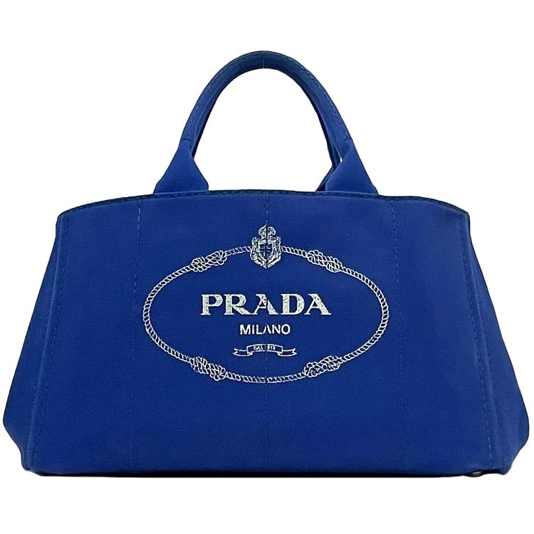 【送料無料】 プラダ トートバッグ f-22702 ブルー COBALTO カナパ BN1872 美品 キャンバス 中古 158 7 8 PRADA ロゴ 青 コバルト ステッチ 大容量 シンプル 軽い 定番 人気 レディース メンズ キャンバスバッグ 自立 ロゴプリント ラージトート ブランド 本物 鑑定済み