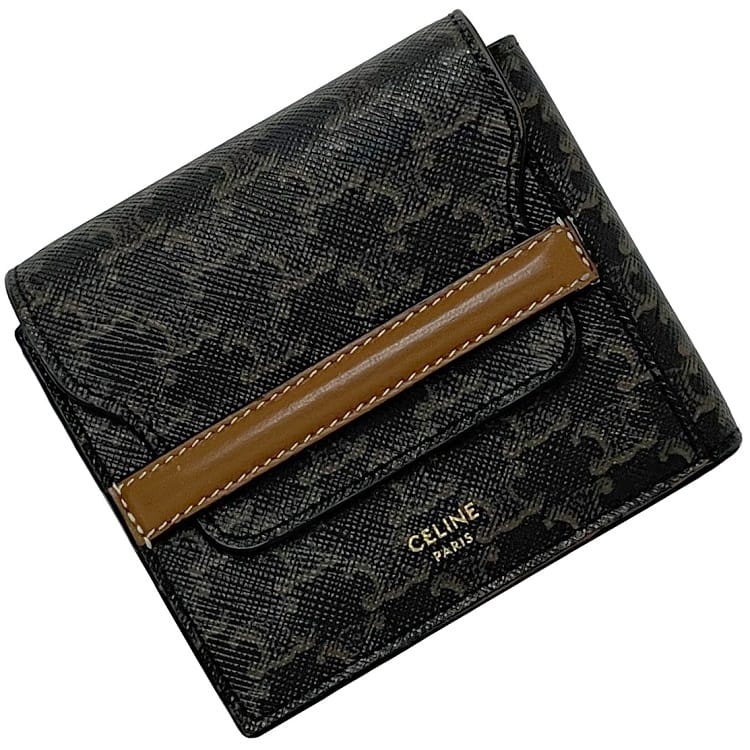 CELINE 二つ折り財布 ブラック/ブラウン CELINE - 新品 セリーヌ CELINE 2つ折り財布 トリオンフ