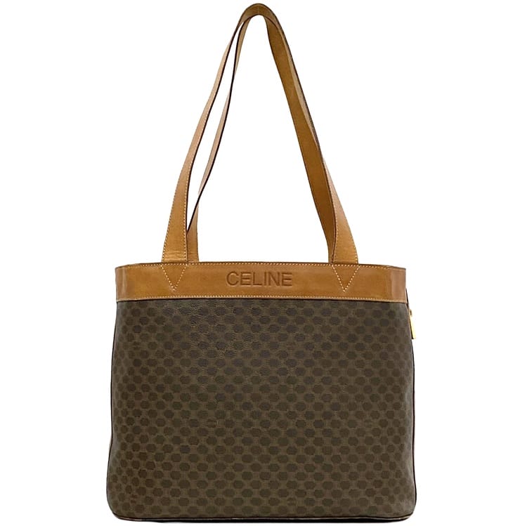 CELINE セリーヌ トートバッグ レザー ダークブラウン セリーヌ/トートバッグ/ホリゾンタルカバガゼット/グレー×ダーク