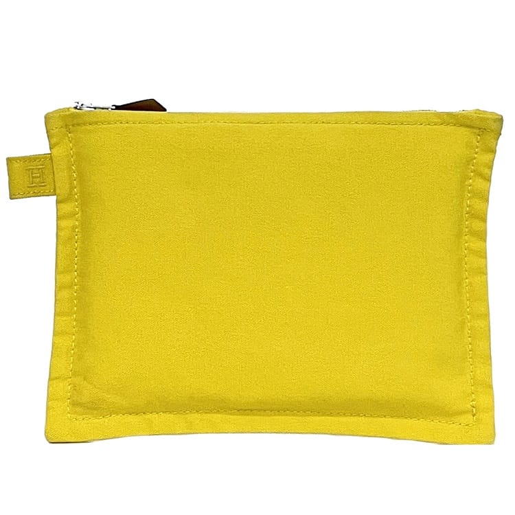 【送料無料】 エルメス ポーチ ec-23597 イエロー 美品 キャンバス レザー 中古 HERMES ファスナー Hロゴ 刺繍 マチなし 定番 人気 レディース メンズ 女性 黄色 黄 革 薄い 薄型 コンパクト ミニ 小さい 小物 ロゴ シンプル お洒落 無地 高級感 上品 ブランド 本物 鑑定済み
