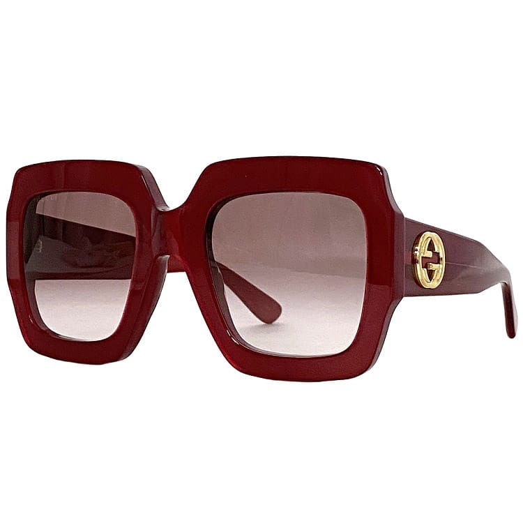 【送料無料】 グッチ サングラス f-23642 レッド インターロッキング GG0178S 美品 プラスチック 中古 GUCCI アイウエア グラデーション レンズ スクエア GG サイドロゴ メンズ レディース 男女兼用 定番 人気 赤 フレーム GGロゴ 金具 ブランド 本物 鑑定済み