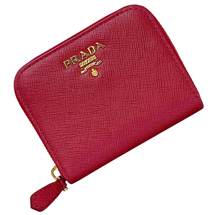 【美品】PRADA サフィアーノ レッド コインケース レディース 1M0268 美品】PRADA サフィアーノ レッド コインケース レディース 1M0268