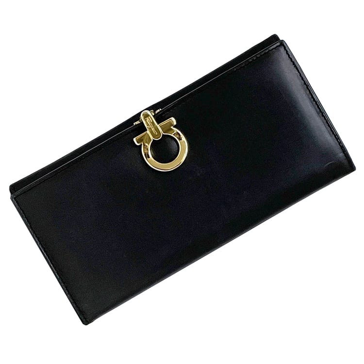 美品‼️サルヴァトーレフェラガモ 長財布 レザー ガンチーニ クリップ ブラック ガンチーニ 長財布 - ウィメンズ | Ferragamo